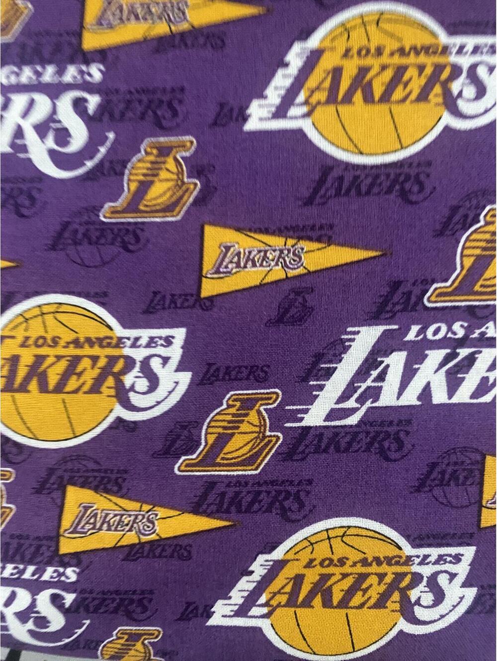 NBA Los Angeles LAKERS Classic Logo on Purple 45" Cotton Fabric by 1/2 yard